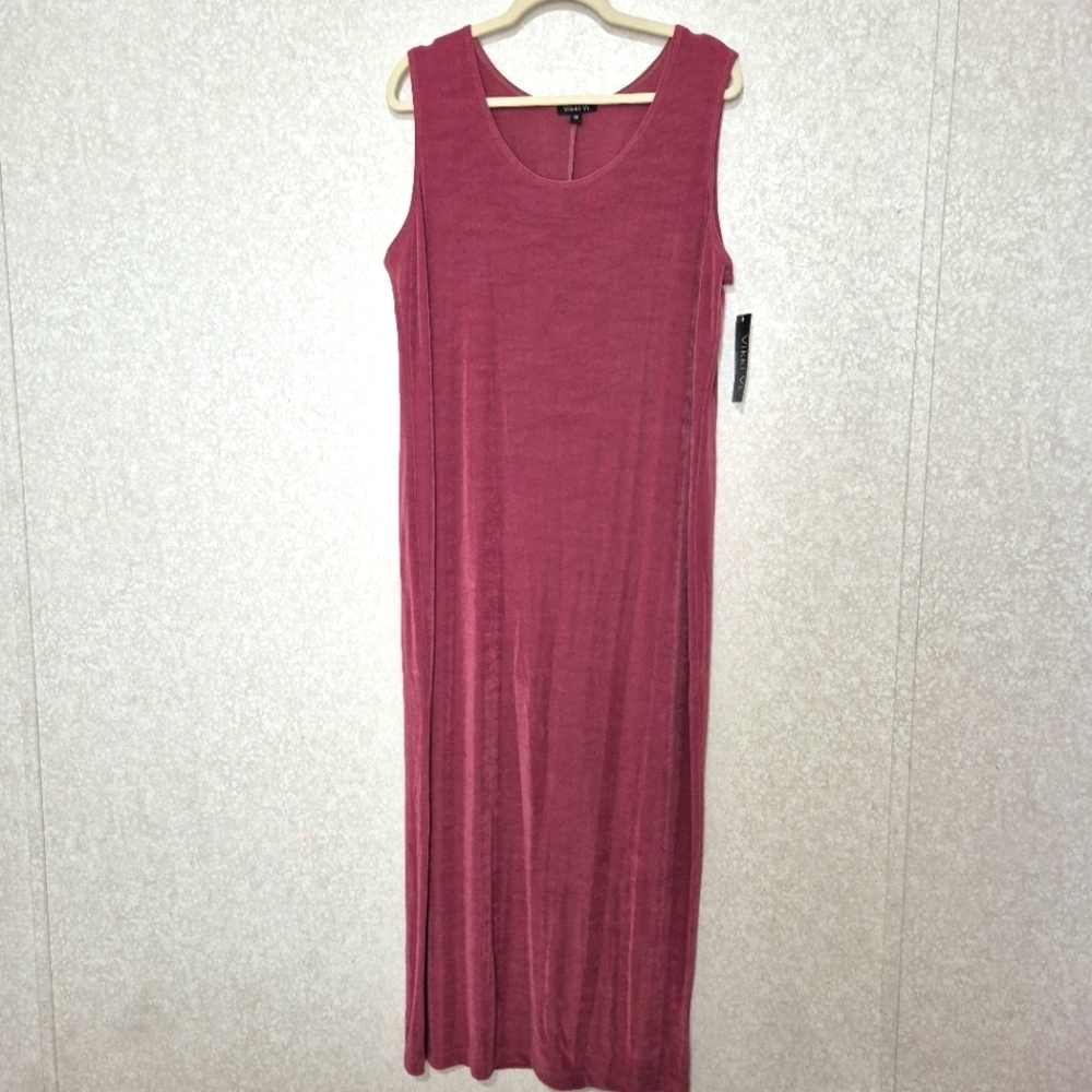 NWT Vikki Vi Sleeveless Plum-berry Classic Maxi Tank Dress Size:1X - Picture 2 of 11